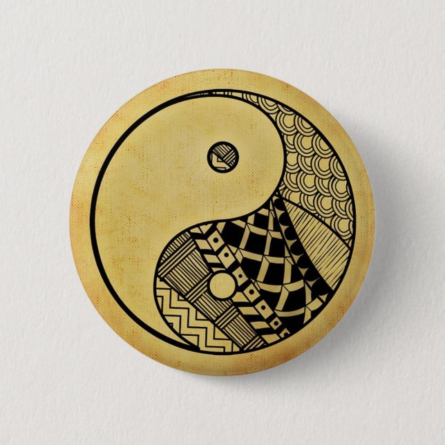 Yin yang 6 cm round badge (Front)