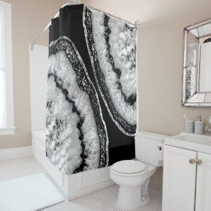 Yin Yang Agate Black Glitter Glam #1  Shower Curtain