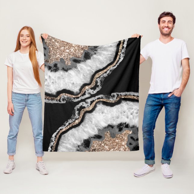 Yin Yang Agate Glitter Glam #8 #gem Fleece Blanket (In Situ)