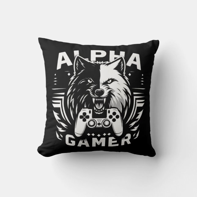 Yin Yang Alpha Gamer Wolf Cushion (Front)
