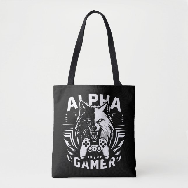 Yin Yang Alpha Gamer Wolf Tote Bag (Front)