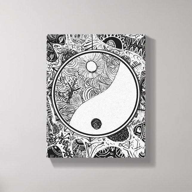 Yin Yang Alternative Circular Linework Canvas Print (Front)