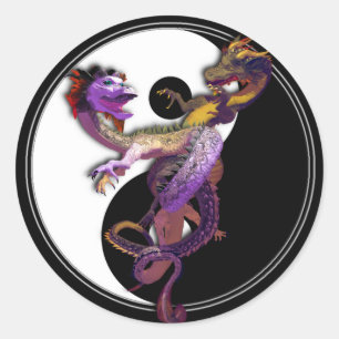 Yin Yang and the Dragons Dance of Love Classic Round Sticker