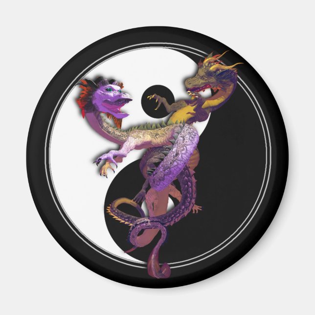 Yin Yang and the Dragons Dance of Love Magnet (Front)