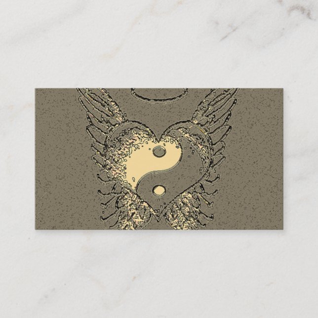 Yin Yang, Angel Wings and Heart Business Card (Front)