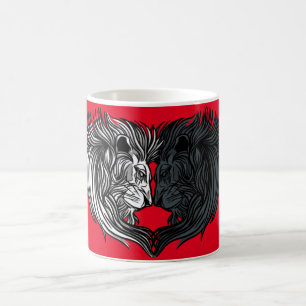 Yin Yang Animal Art, Battle of Lions Coffee Mug