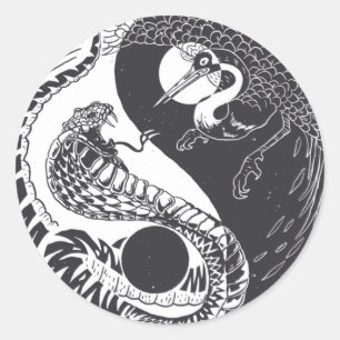 Yin Yang Animal Art, Snake vs Bird Classic Round Sticker