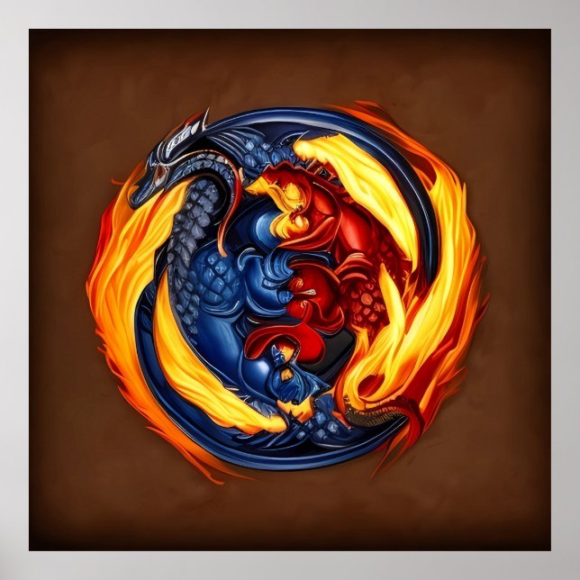 Yin Yang Art Fire And Water Poster (Front)