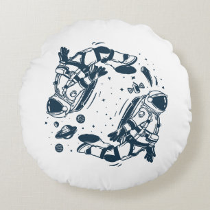 Yin Yang Astronaut Round Cushion