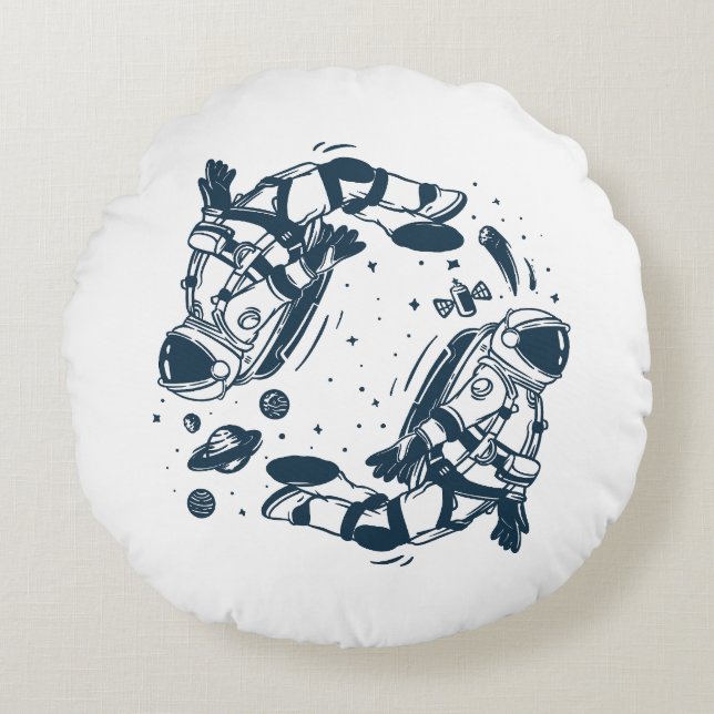 Yin Yang Astronaut Round Cushion (Front)