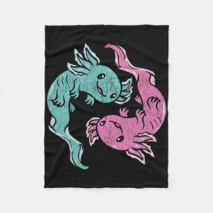 Yin Yang Axolotls - Cute Mexican Salamander Medita Fleece Blanket
