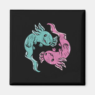 Yin Yang Axolotls - Cute Mexican Salamander Medita Magnet