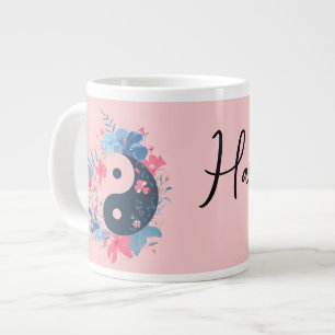 Yin Yang Balance with Floral Design Large Coffee Mug