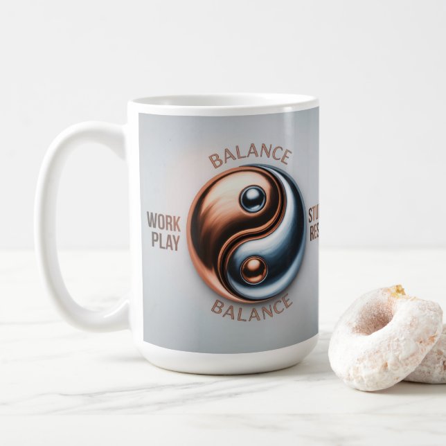 Yin Yang Balance Work Play Study Rest Mug (With Donut)