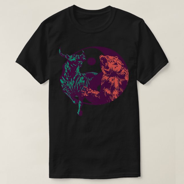 Yin Yang bear bull stock trading Premium 2100  T-Shirt (Design Front)