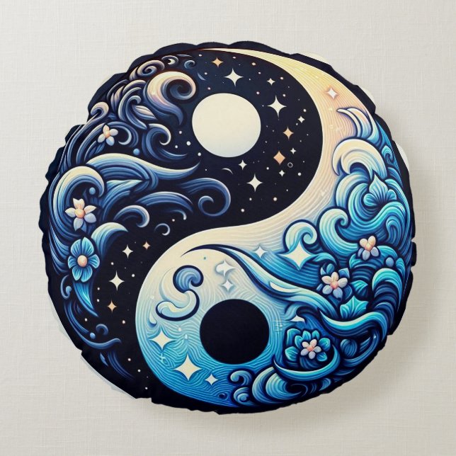 Yin Yang Beautiful design Round Cushion (Front)