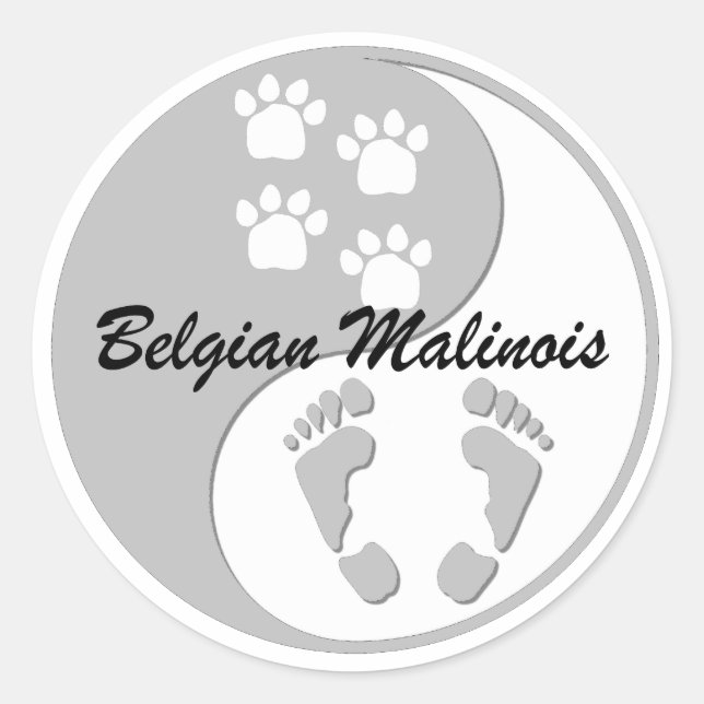 yin yang Belgian Malinois Classic Round Sticker (Front)