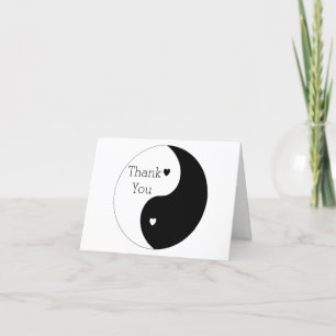 Yin Yang Black And White Hearts Wedding Thank You Card