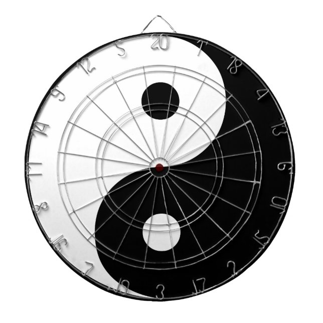 Yin Yang Black and White Illustration Template Dartboard (Front)