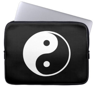Yin Yang Black and White Illustration Template Laptop Sleeve