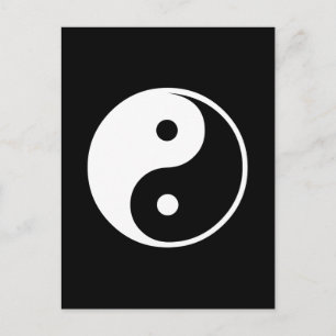 Yin Yang Black and White Illustration Template Postcard