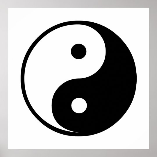 Yin Yang Black and White Illustration Template Poster | Zazzle.com.au