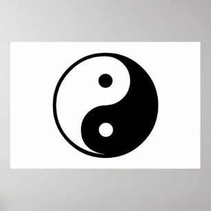 Yin Yang Black and White Illustration Template Poster