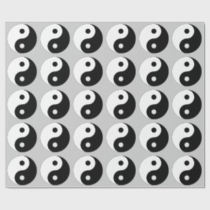 YIN YANG BLACK AND WHITE PATTERN WRAPPING PAPER