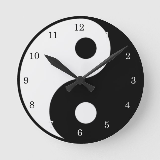 Yin Yang Black and White Symbol Clock (Front)