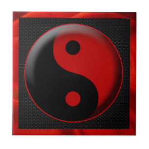 YIN YANG BLACK RED 3D TILE