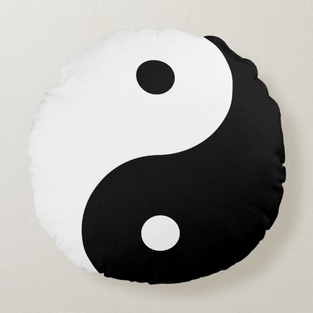 Yin Yang - black Round Cushion (Front)