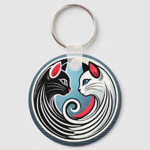 🐱 Yin Yang Black White Cats Cat Lovers Gift 🐱 Key Ring
