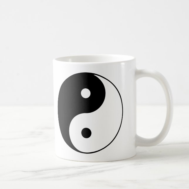 Yin Yang Black White Classic Symbol Design Coffee Mug (Right)