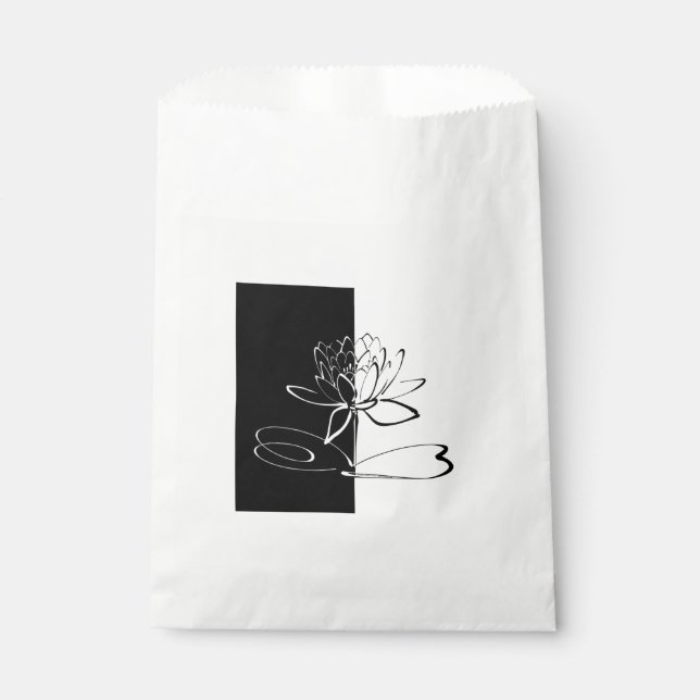 Yin Yang Black White Lotus Blossom Favour Bag (Front)