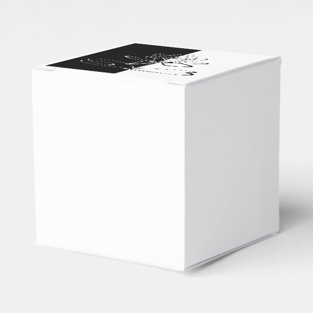 Yin Yang Black White Lotus Blossom Favour Box (Front Side)