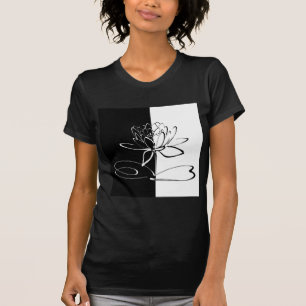 Yin Yang Black White Lotus Blossom T-Shirt