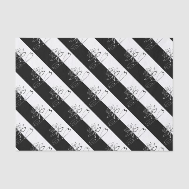 Yin Yang Black White Lotus Blossom Tissue Paper (Front)