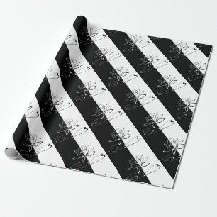 Yin Yang Black White Lotus Blossom Wrapping Paper