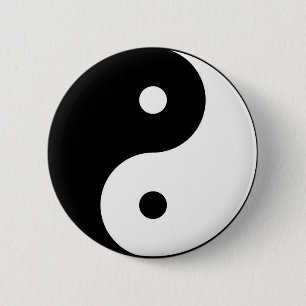 yin yang black white symbol 6 cm round badge