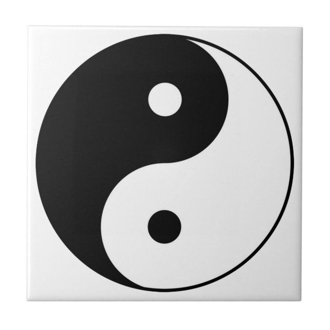 yin yang black white symbol ceramic tile (Front)