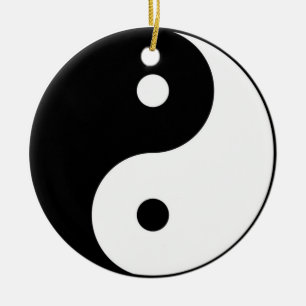 yin yang black white symbol ceramic tree decoration