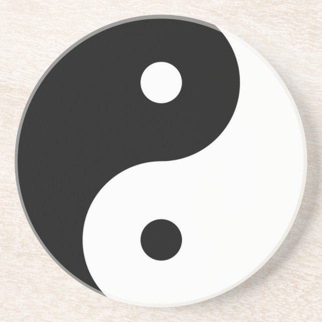 yin yang black white symbol coaster (Front)