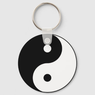 yin yang black white symbol key ring