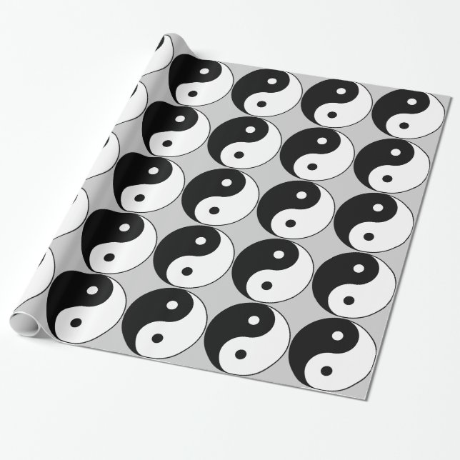 yin yang black white symbol wrapping paper (Unrolled)