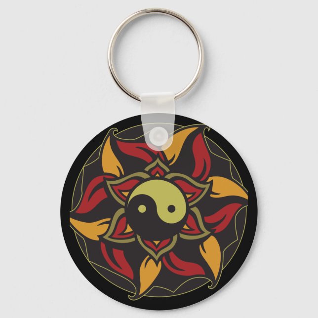 Yin Yang Blooming Lotus Key Ring (Front)