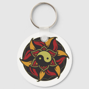 Yin Yang Blooming Lotus Key Ring