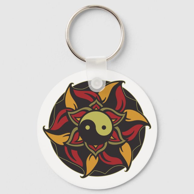 Yin Yang Blooming Lotus Key Ring (Front)