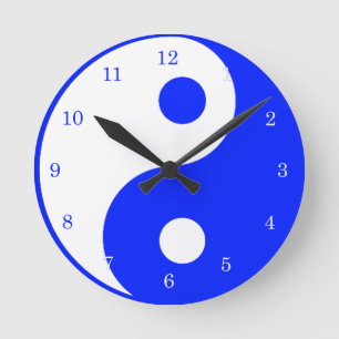 Yin Yang Blue and White Symbol Clock