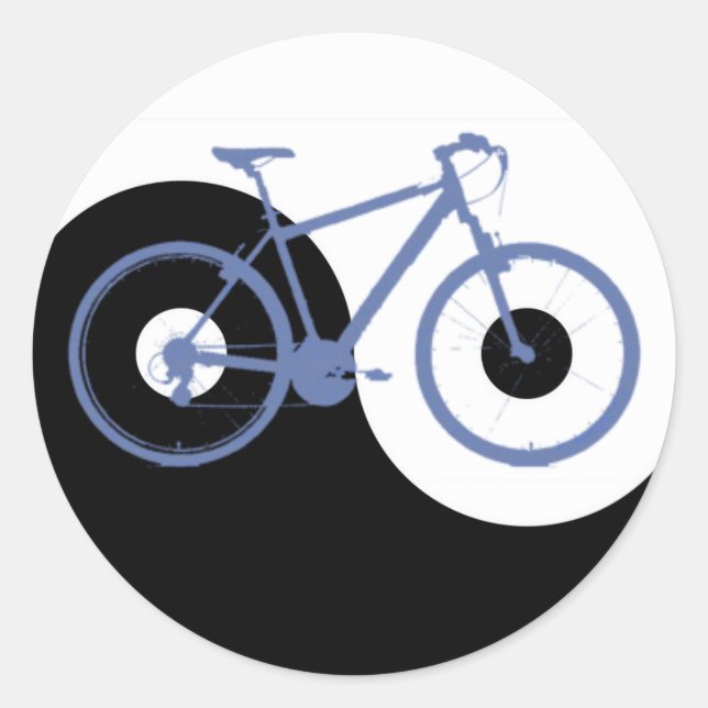 Yin Yang blue Bicycle Classic Round Sticker (Front)