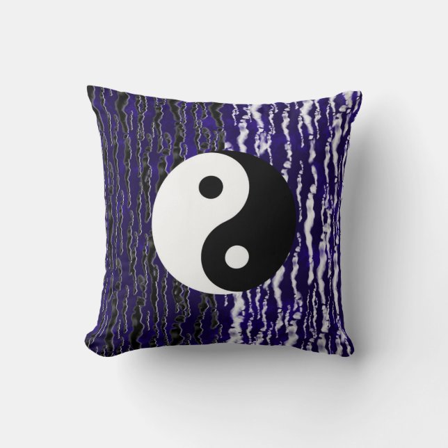Yin Yang Blue Tranquillity Zen Energy Cushion (Front)